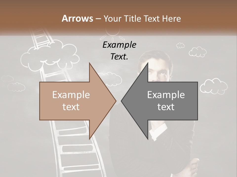 A Man Standing In Front Of A Chalkboard With A Ladder PowerPoint Template