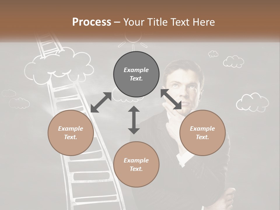 A Man Standing In Front Of A Chalkboard With A Ladder PowerPoint Template