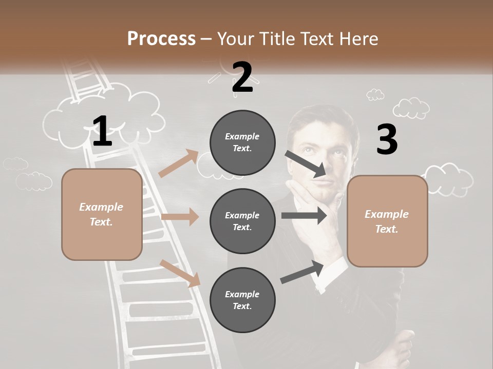 A Man Standing In Front Of A Chalkboard With A Ladder PowerPoint Template