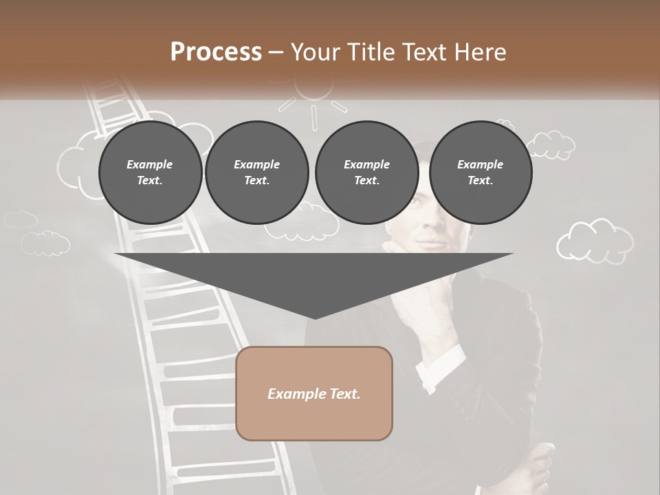 A Man Standing In Front Of A Chalkboard With A Ladder PowerPoint Template