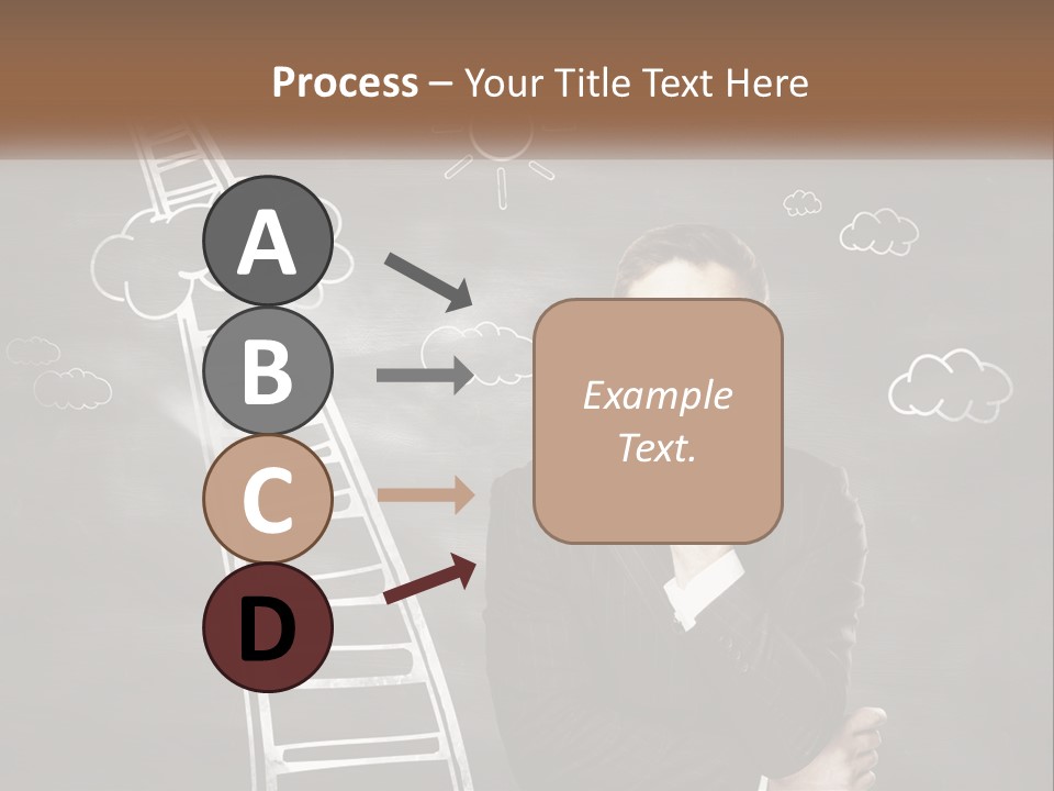 A Man Standing In Front Of A Chalkboard With A Ladder PowerPoint Template