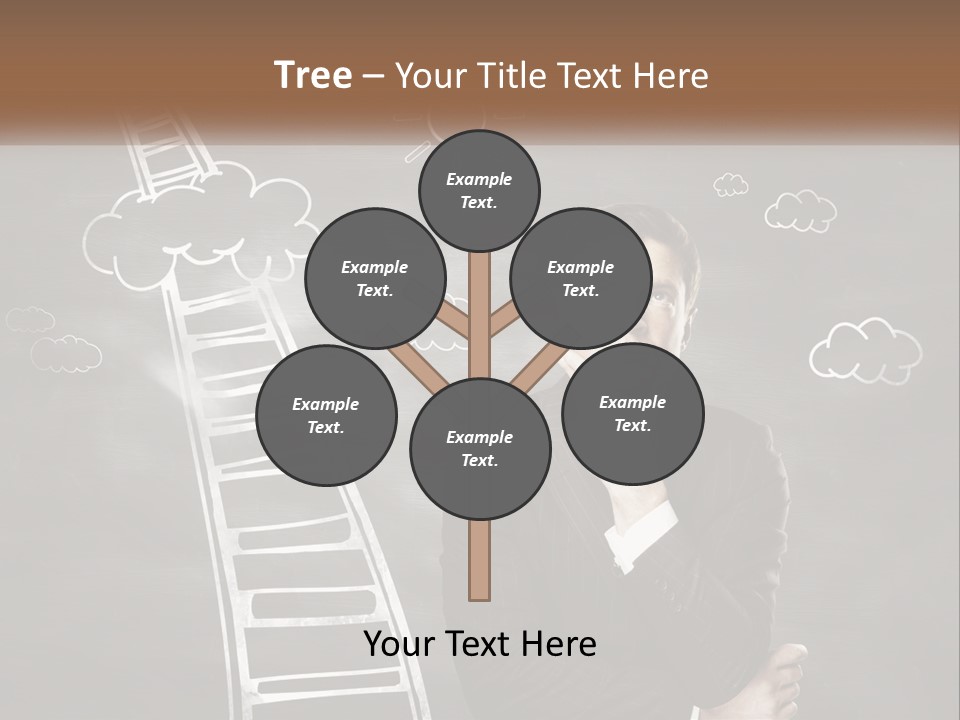 A Man Standing In Front Of A Chalkboard With A Ladder PowerPoint Template