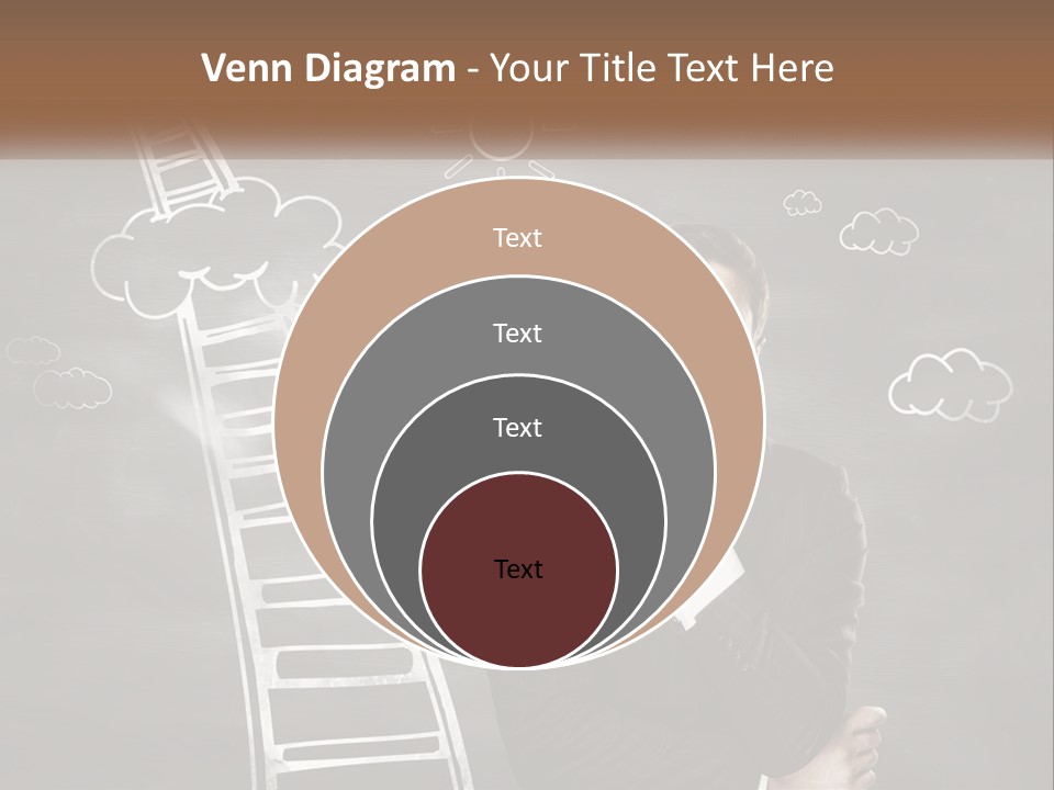 A Man Standing In Front Of A Chalkboard With A Ladder PowerPoint Template