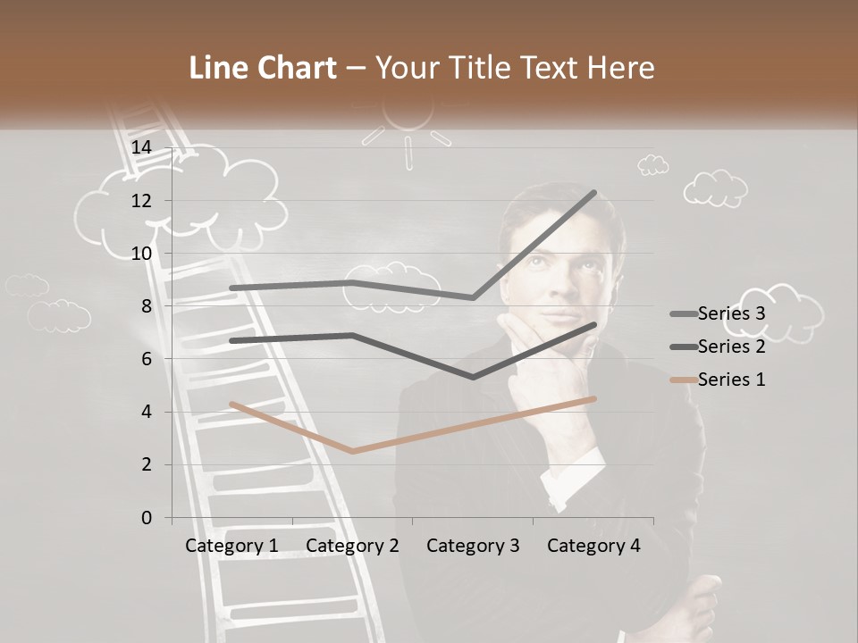 A Man Standing In Front Of A Chalkboard With A Ladder PowerPoint Template