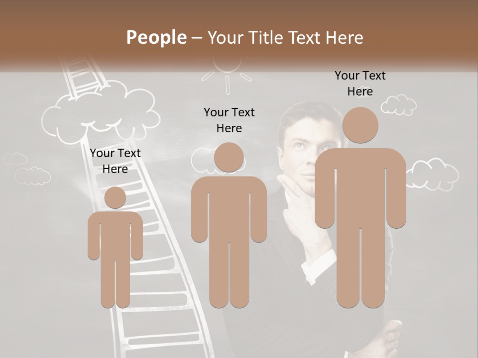 A Man Standing In Front Of A Chalkboard With A Ladder PowerPoint Template