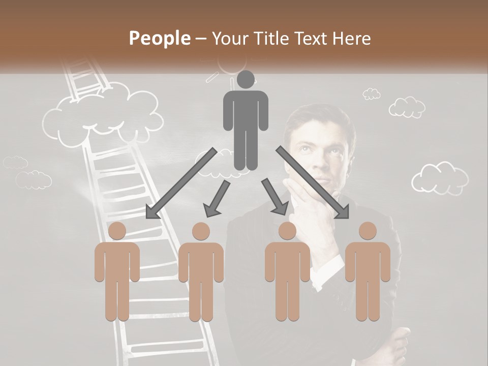 A Man Standing In Front Of A Chalkboard With A Ladder PowerPoint Template