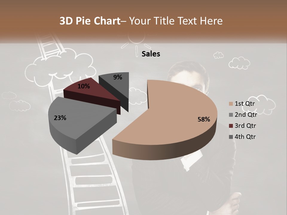 A Man Standing In Front Of A Chalkboard With A Ladder PowerPoint Template