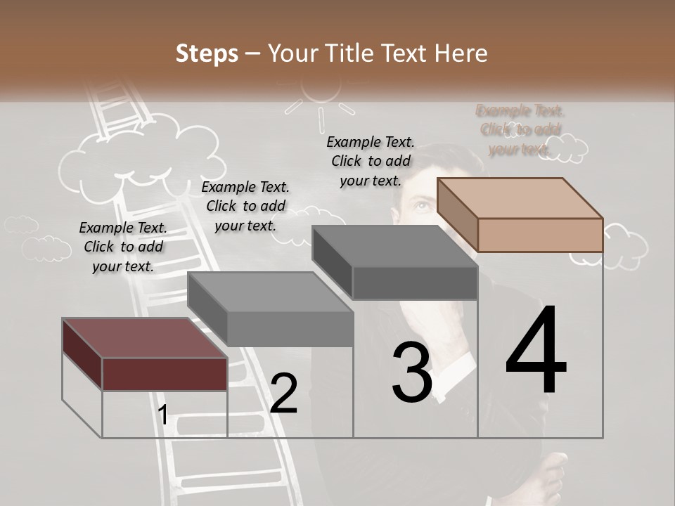 A Man Standing In Front Of A Chalkboard With A Ladder PowerPoint Template