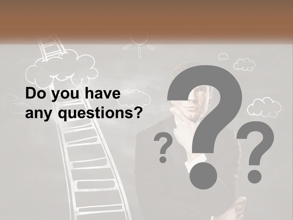 A Man Standing In Front Of A Chalkboard With A Ladder PowerPoint Template