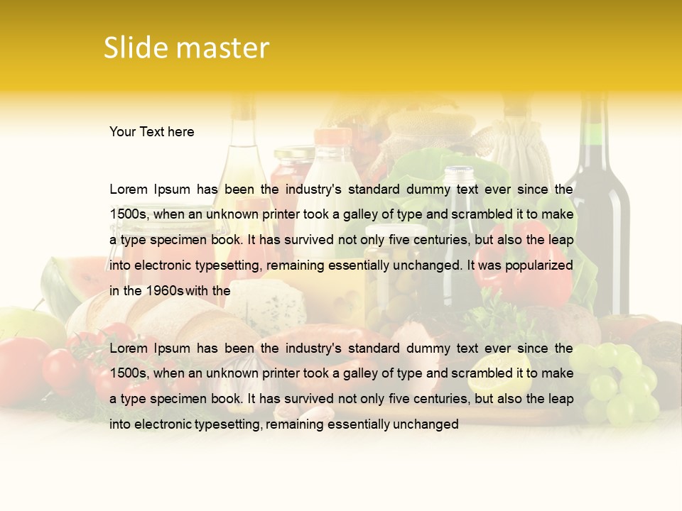 A Bunch Of Food And Drinks On A Table PowerPoint Template