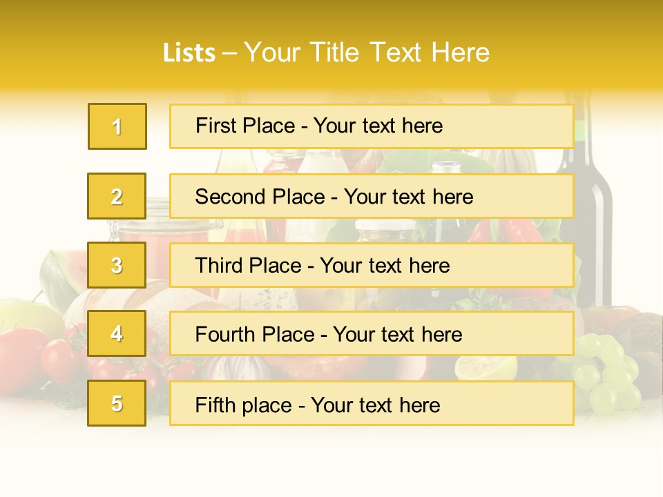 A Bunch Of Food And Drinks On A Table PowerPoint Template