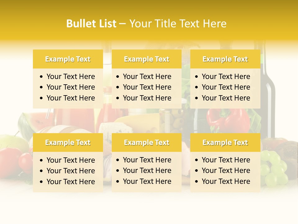 A Bunch Of Food And Drinks On A Table PowerPoint Template