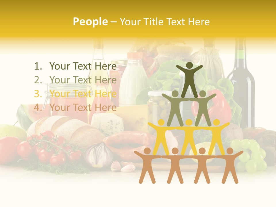 A Bunch Of Food And Drinks On A Table PowerPoint Template
