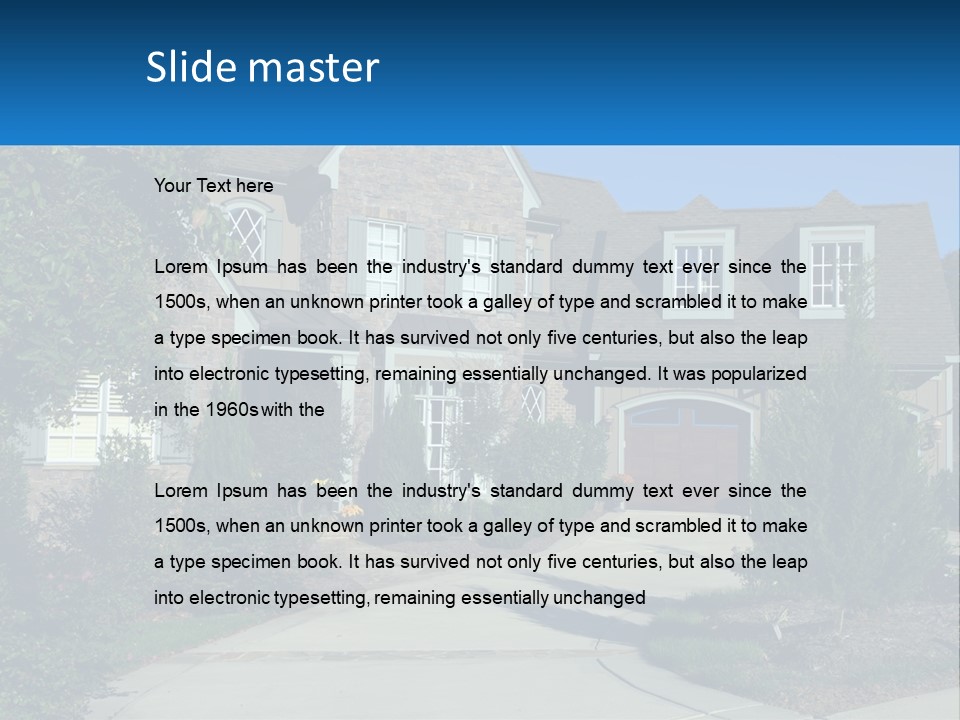 A House With A Driveway And Trees In Front Of It PowerPoint Template