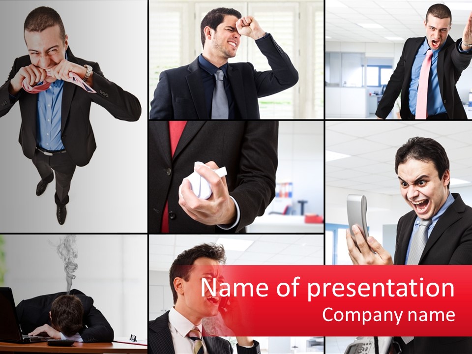 A Collage Of Photos Of A Man In A Suit PowerPoint Template