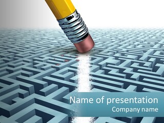 A Pencil Is In The Middle Of A Maze PowerPoint Template