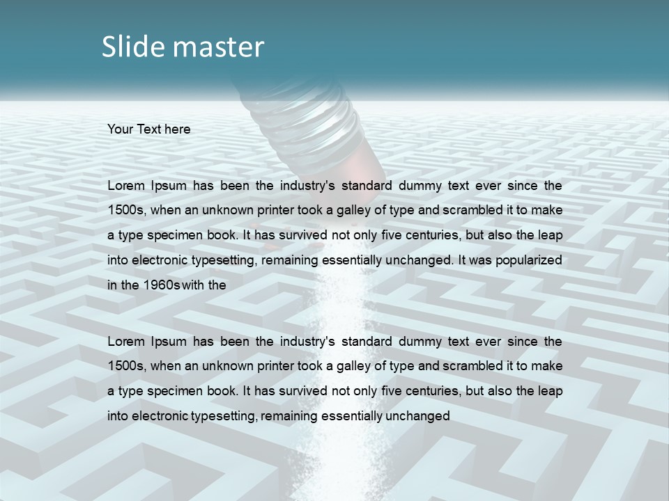 A Pencil Is In The Middle Of A Maze PowerPoint Template