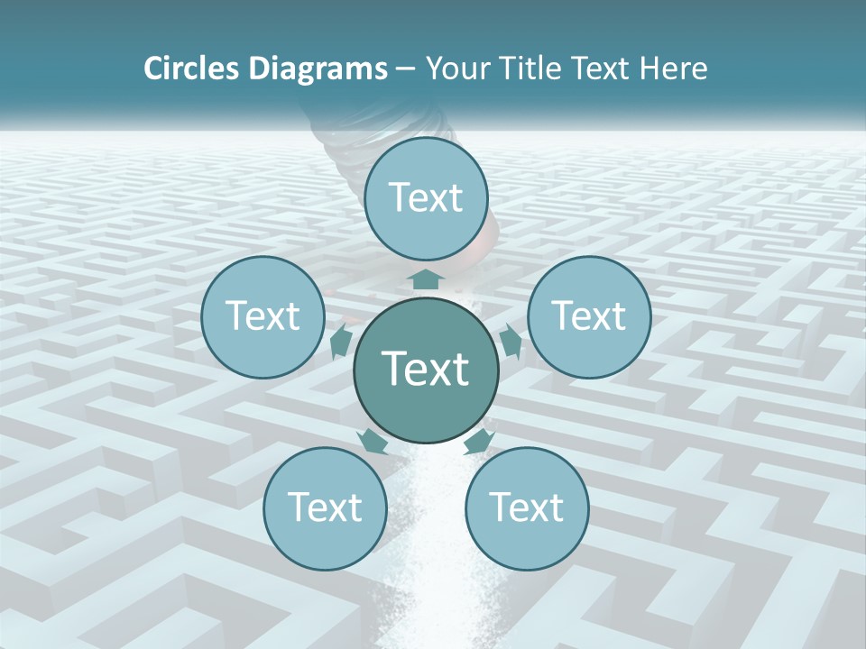 A Pencil Is In The Middle Of A Maze PowerPoint Template