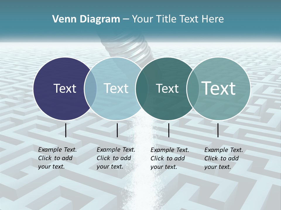 A Pencil Is In The Middle Of A Maze PowerPoint Template