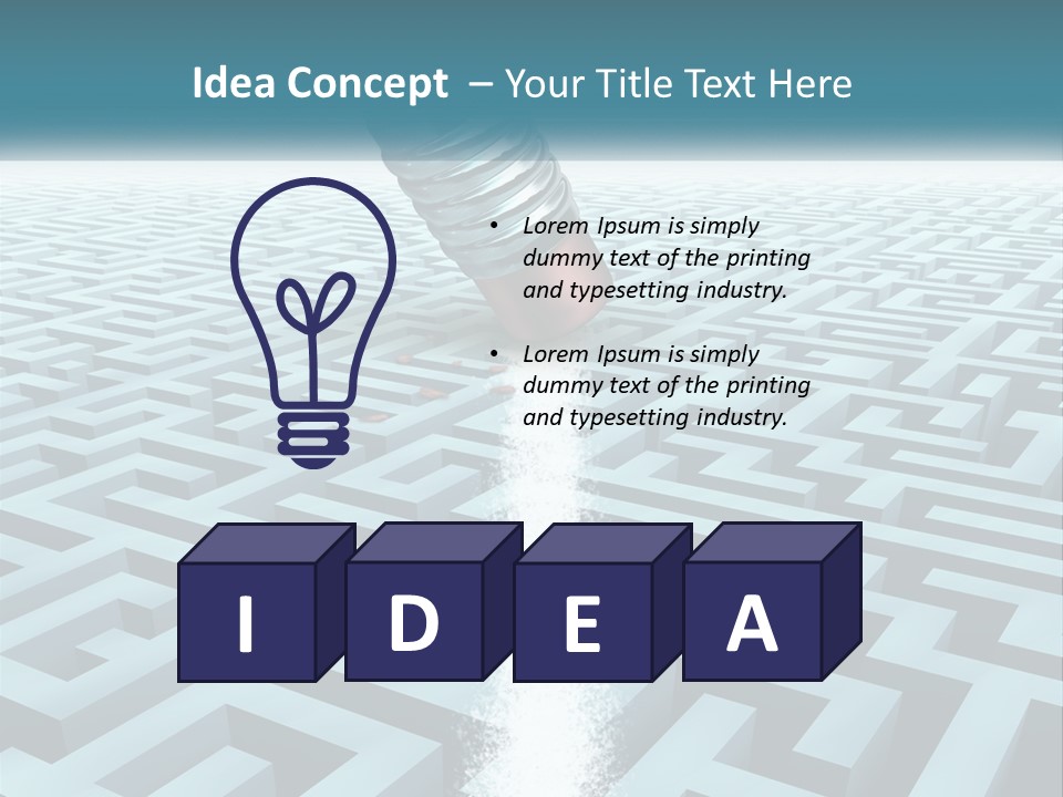 A Pencil Is In The Middle Of A Maze PowerPoint Template