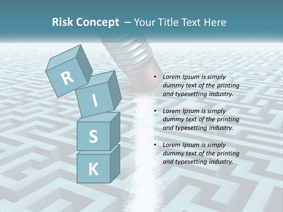 A Pencil Is In The Middle Of A Maze PowerPoint Template