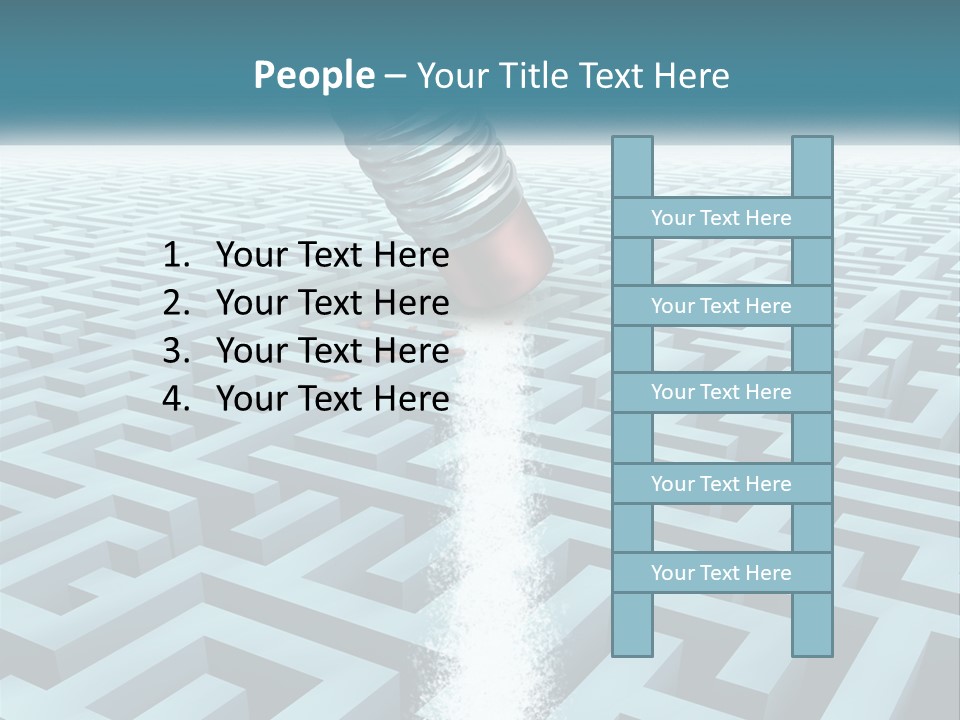 A Pencil Is In The Middle Of A Maze PowerPoint Template