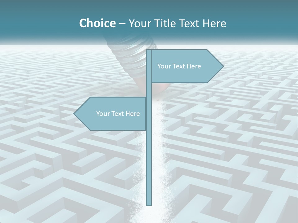 A Pencil Is In The Middle Of A Maze PowerPoint Template