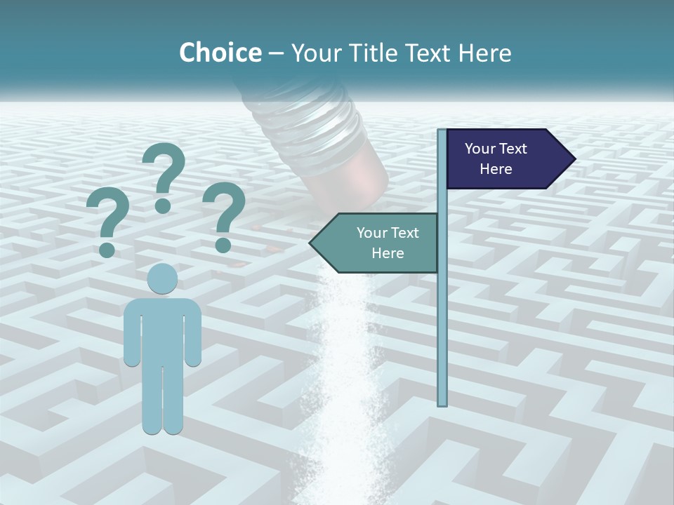 A Pencil Is In The Middle Of A Maze PowerPoint Template