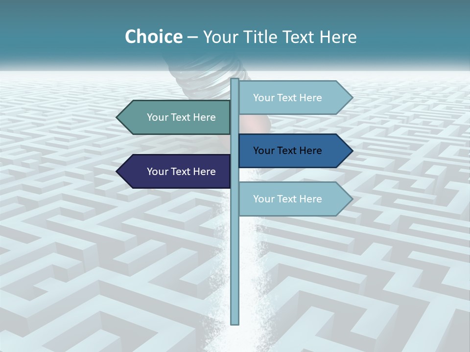 A Pencil Is In The Middle Of A Maze PowerPoint Template