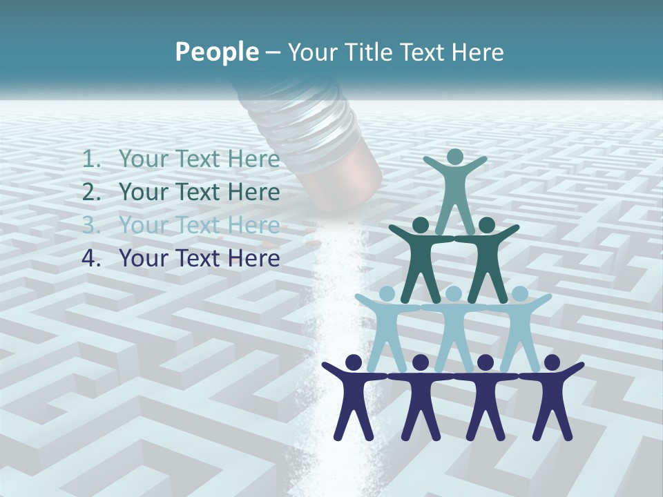 A Pencil Is In The Middle Of A Maze PowerPoint Template