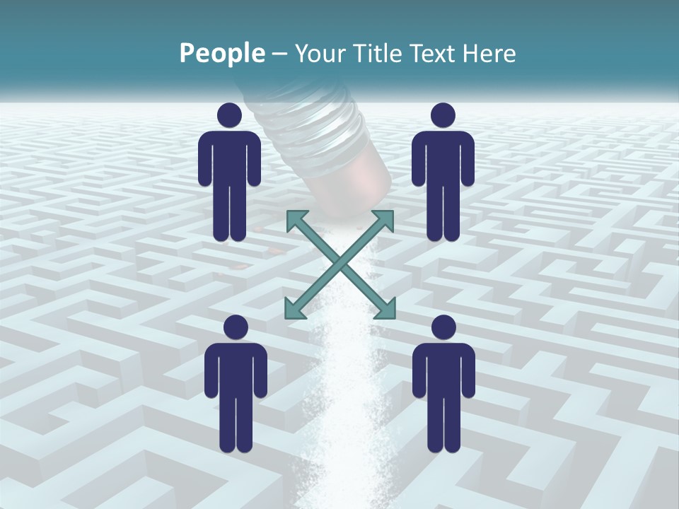 A Pencil Is In The Middle Of A Maze PowerPoint Template