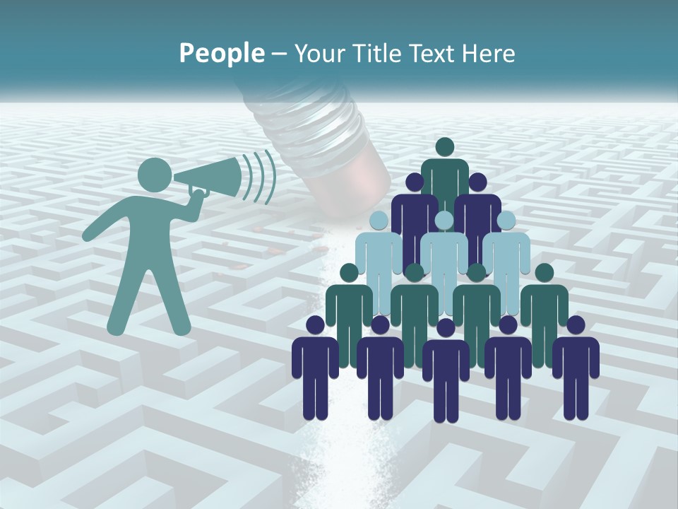 A Pencil Is In The Middle Of A Maze PowerPoint Template