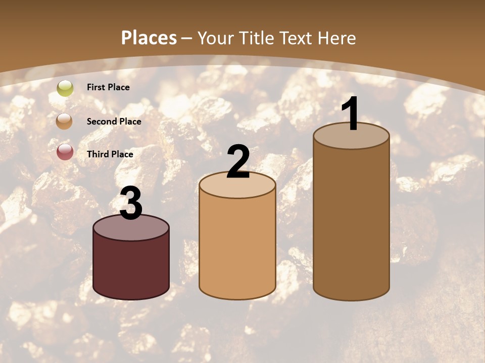 A Pile Of Gold Nuggets On A Wooden Surface PowerPoint Template
