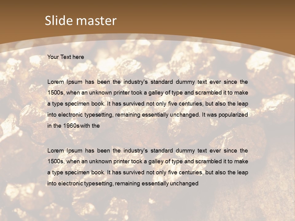 A Pile Of Gold Nuggets On A Wooden Surface PowerPoint Template