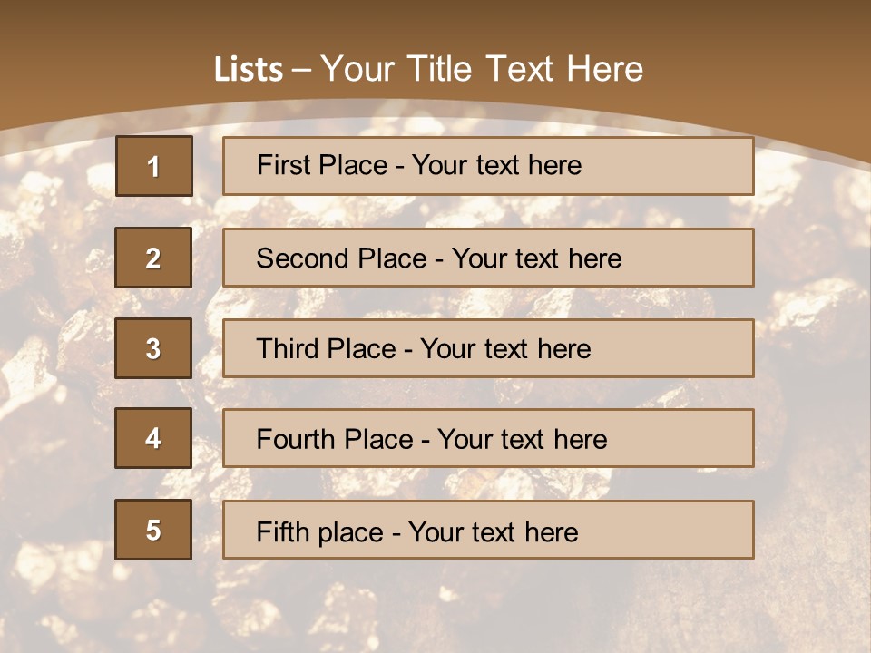 A Pile Of Gold Nuggets On A Wooden Surface PowerPoint Template