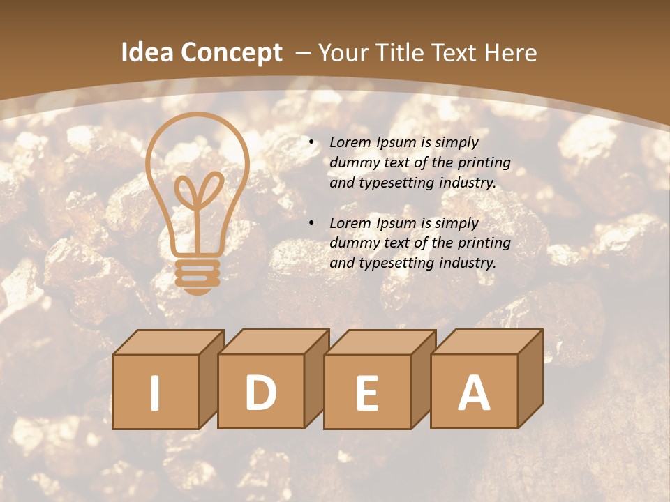 A Pile Of Gold Nuggets On A Wooden Surface PowerPoint Template