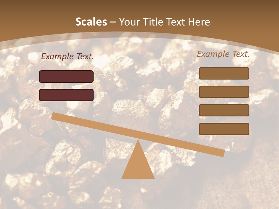 A Pile Of Gold Nuggets On A Wooden Surface PowerPoint Template