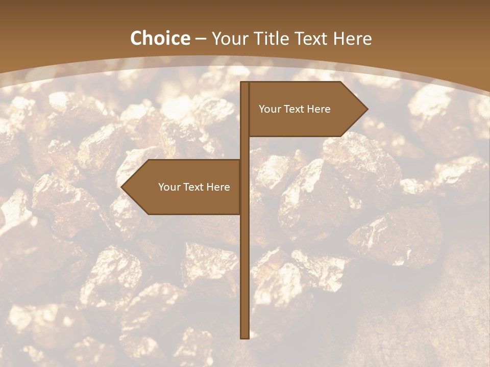 A Pile Of Gold Nuggets On A Wooden Surface PowerPoint Template