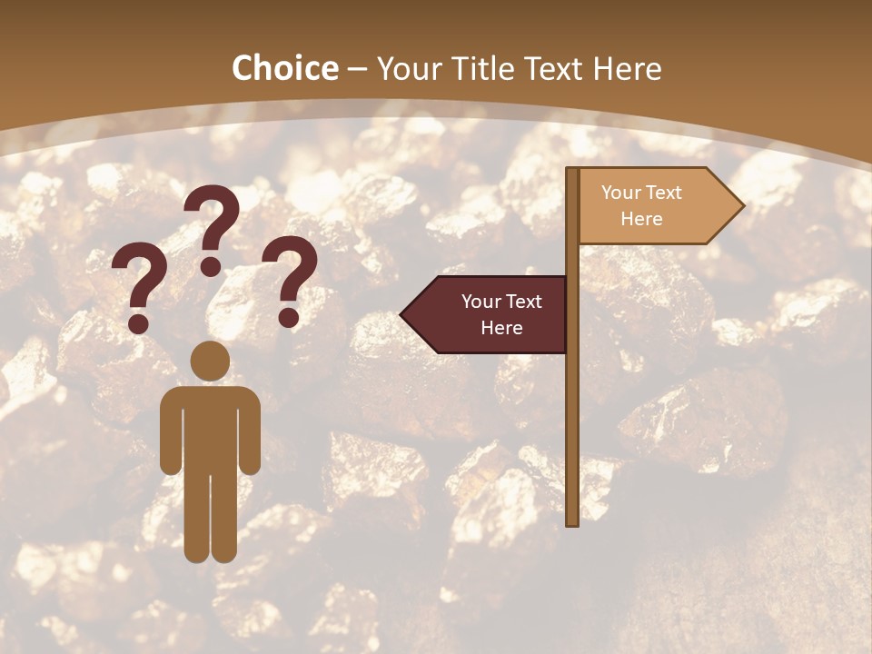 A Pile Of Gold Nuggets On A Wooden Surface PowerPoint Template