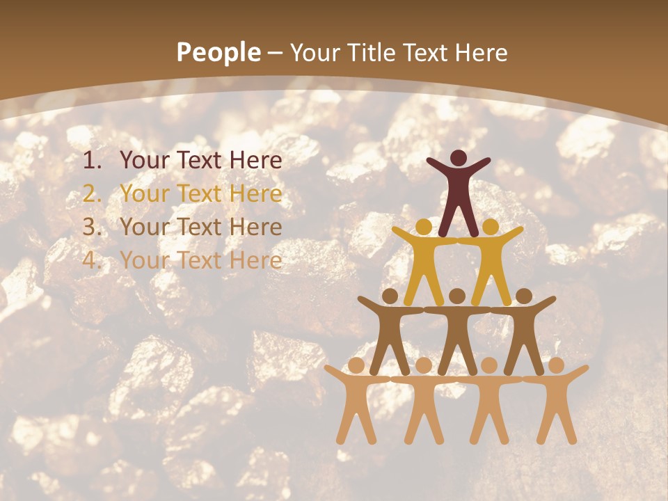 A Pile Of Gold Nuggets On A Wooden Surface PowerPoint Template