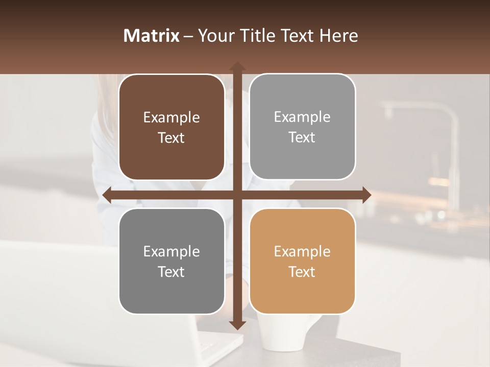 A Woman Sitting At A Table Using A Laptop Computer PowerPoint Template