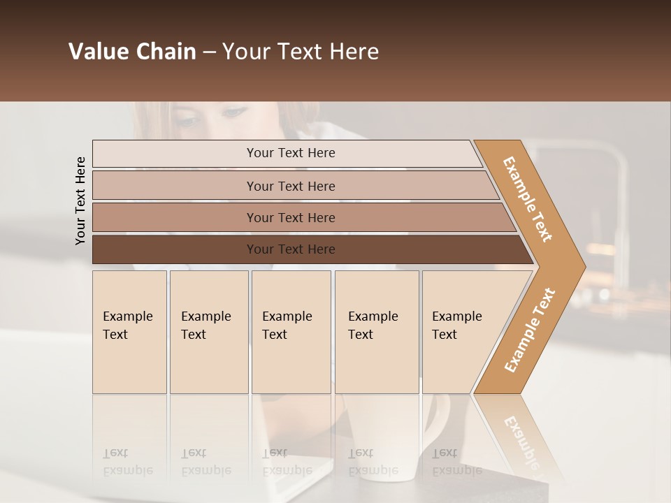 A Woman Sitting At A Table Using A Laptop Computer PowerPoint Template