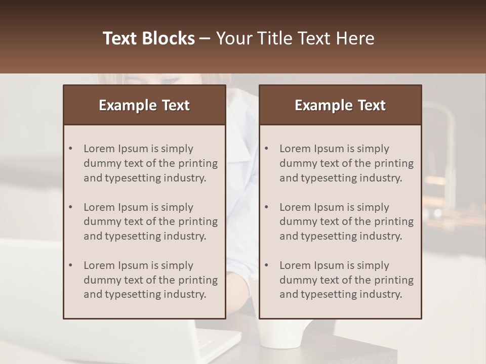 A Woman Sitting At A Table Using A Laptop Computer PowerPoint Template