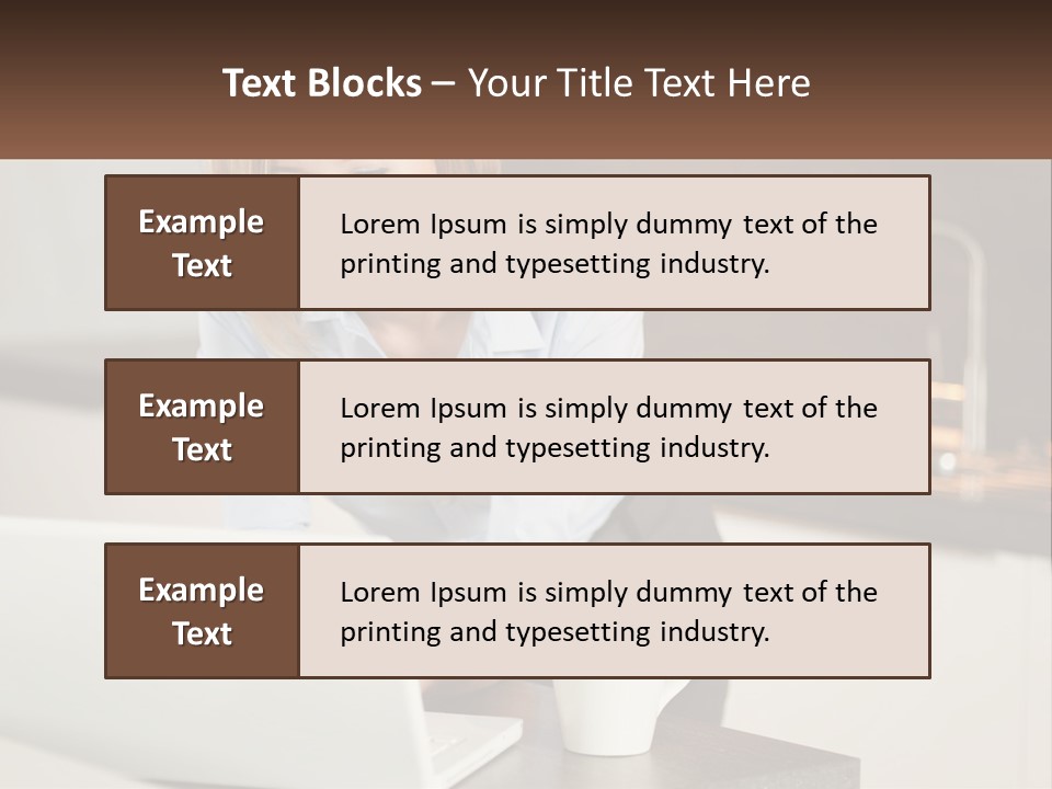 A Woman Sitting At A Table Using A Laptop Computer PowerPoint Template