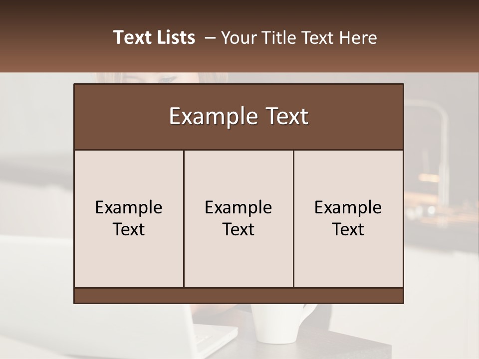 A Woman Sitting At A Table Using A Laptop Computer PowerPoint Template