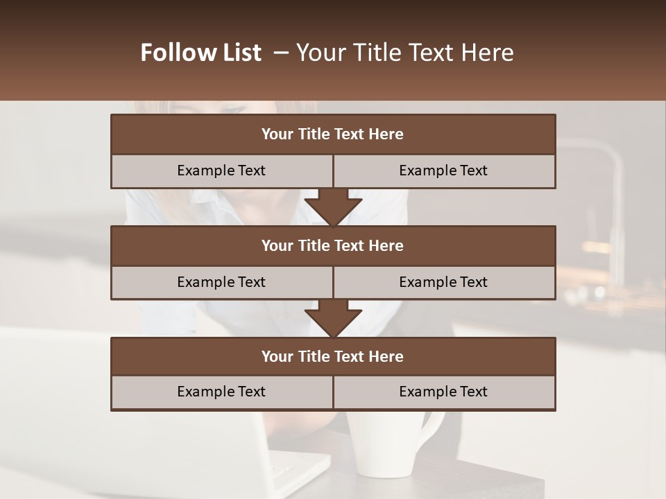 A Woman Sitting At A Table Using A Laptop Computer PowerPoint Template