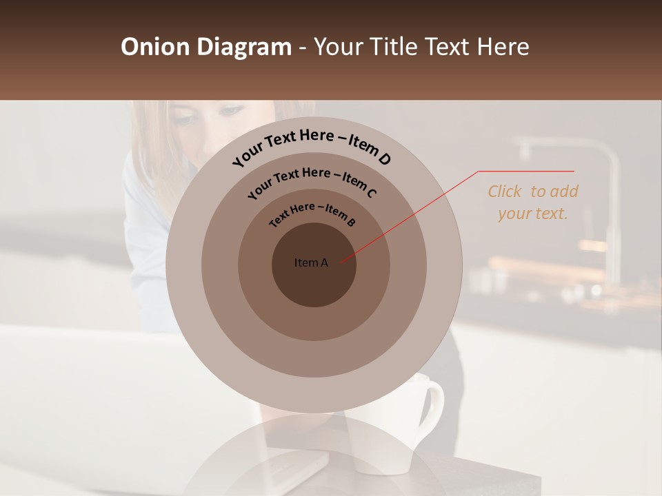 A Woman Sitting At A Table Using A Laptop Computer PowerPoint Template