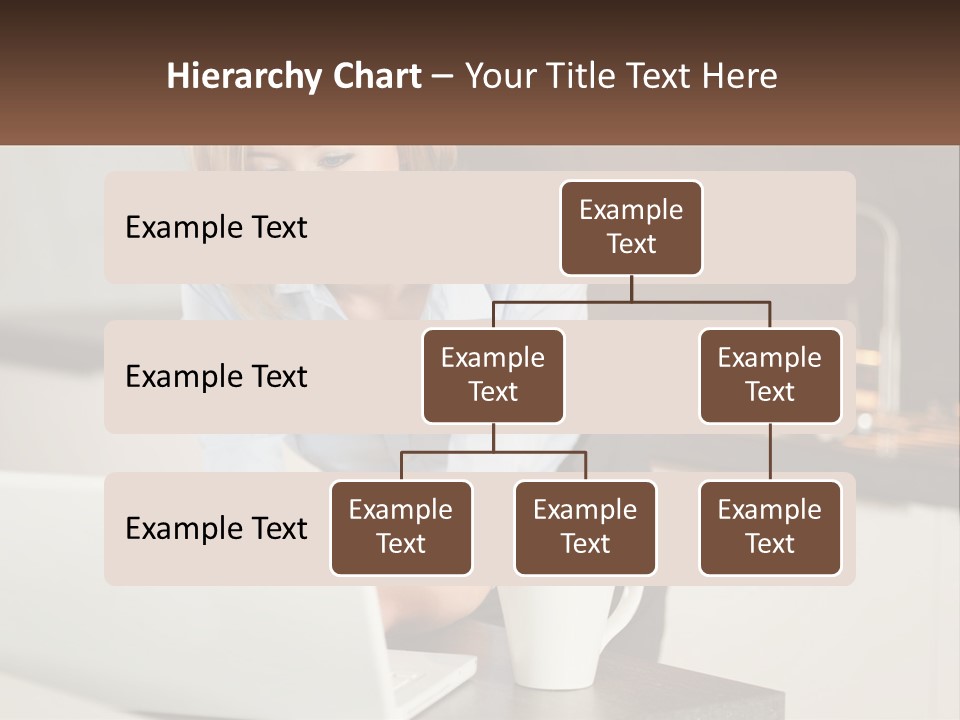 A Woman Sitting At A Table Using A Laptop Computer PowerPoint Template