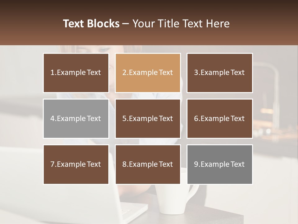 A Woman Sitting At A Table Using A Laptop Computer PowerPoint Template