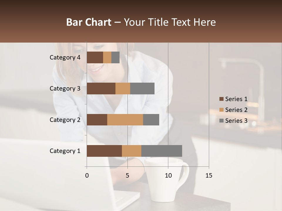A Woman Sitting At A Table Using A Laptop Computer PowerPoint Template